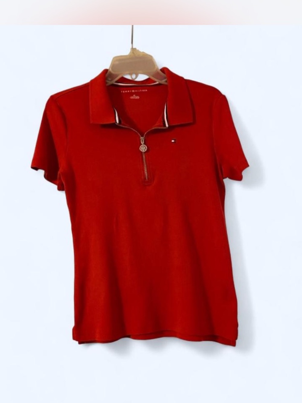 Tommy Hilfiger Red Short-Sleeve Zip Polo